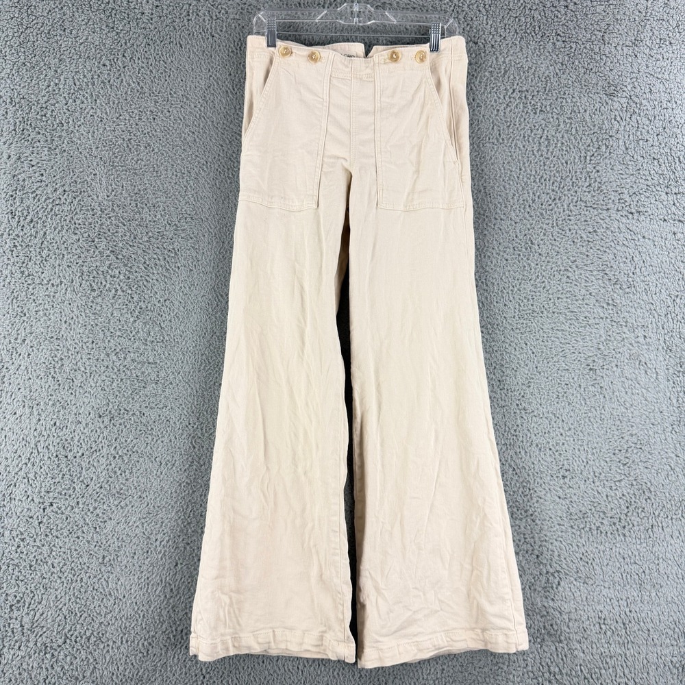 Pilcro Anthropologie Womens 28 Cream Hemp Wide Leg Sailor Pants Button Front